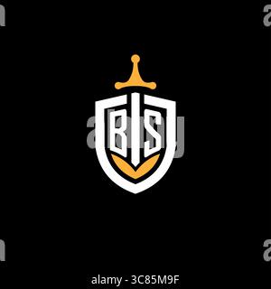 Creative letter BS logo gaming esport with shield vector graphic Stock Vector