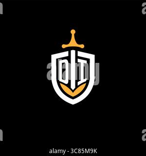 Creative letter DI logo gaming esport with shield vector graphic Stock Vector