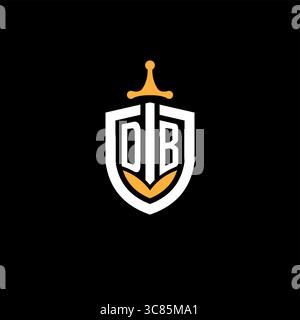Creative letter DB logo gaming esport with shield vector graphic Stock Vector