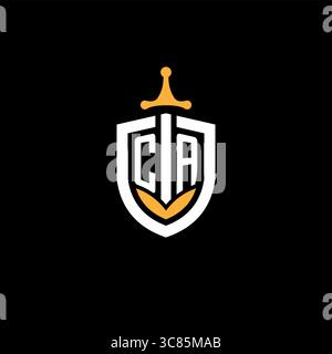 Creative letter CA logo gaming esport with shield vector graphic Stock Vector