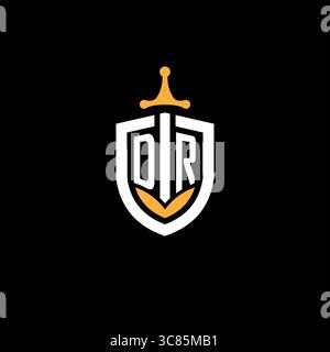 Creative letter DR logo gaming esport with shield vector graphic Stock Vector