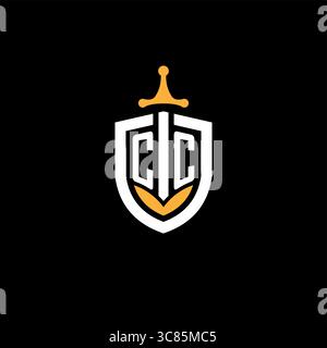 Creative letter CC logo gaming esport with shield vector graphic Stock Vector