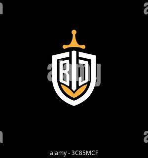 Creative letter BJ logo gaming esport with shield vector graphic Stock Vector