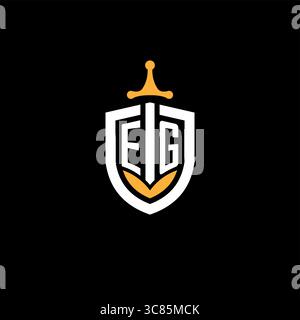 Creative letter EG logo gaming esport with shield vector graphic Stock Vector