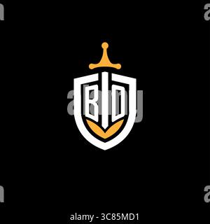 Creative letter BO logo gaming esport with shield vector graphic Stock Vector