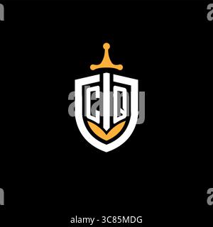 Creative letter CQ logo gaming esport with shield vector graphic Stock Vector