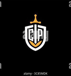 Creative letter CP logo gaming esport with shield vector graphic Stock Vector