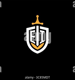 Creative letter EI logo gaming esport with shield vector graphic Stock Vector