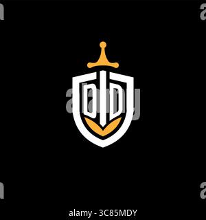 Creative letter DD logo gaming esport with shield vector graphic Stock Vector