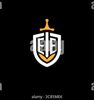 Creative letter EE logo gaming esport with shield vector graphic Stock Vector