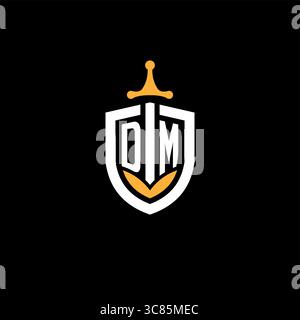 Creative letter DM logo gaming esport with shield vector graphic Stock Vector