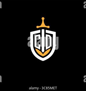 Creative letter CD logo gaming esport with shield vector graphic Stock Vector