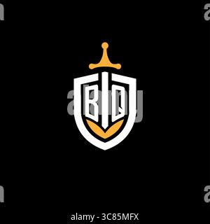 Creative letter BQ logo gaming esport with shield vector graphic Stock Vector