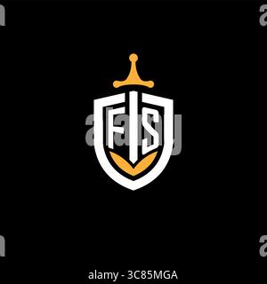 Creative letter FS logo gaming esport with shield vector graphic Stock Vector