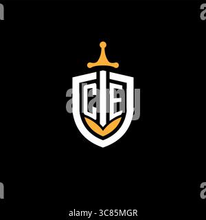 Creative letter CE logo gaming esport with shield vector graphic Stock Vector