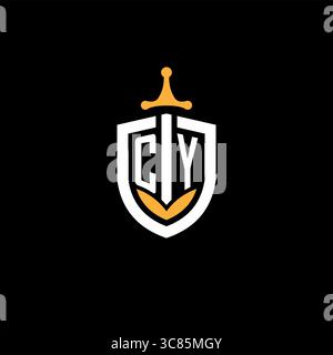 Creative letter CY logo gaming esport with shield vector graphic Stock Vector