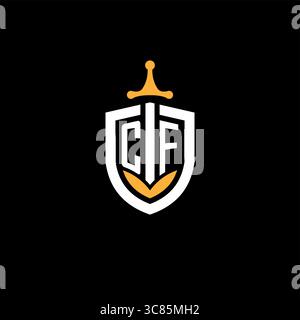 Creative letter CF logo gaming esport with shield vector graphic Stock Vector