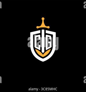 Creative letter CG logo gaming esport with shield vector graphic Stock Vector