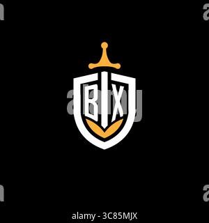 Creative letter BX logo gaming esport with shield vector graphic Stock Vector