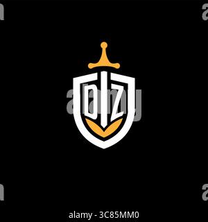 Creative letter DZ logo gaming esport with shield vector graphic Stock Vector
