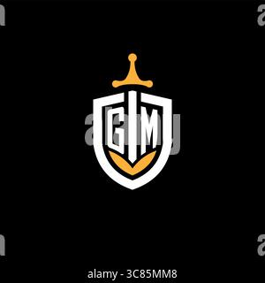 Creative letter GM logo gaming esport with shield vector graphic Stock Vector