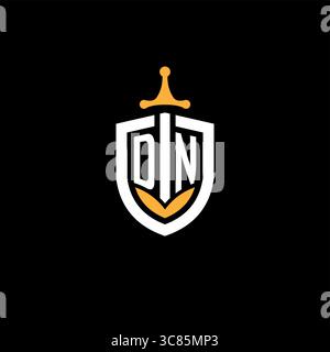 Creative letter DN logo gaming esport with shield vector graphic Stock Vector