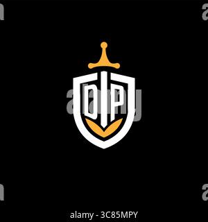 Creative letter DP logo gaming esport with shield vector graphic Stock Vector