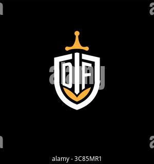 Creative letter DF logo gaming esport with shield vector graphic Stock Vector