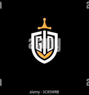 Creative letter GO logo gaming esport with shield vector graphic Stock Vector
