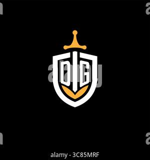 Creative letter DG logo gaming esport with shield vector graphic Stock Vector
