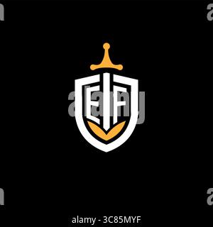 Creative letter EF logo gaming esport with shield vector graphic Stock Vector
