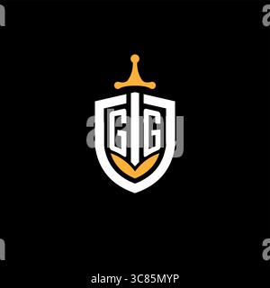 Creative letter GG logo gaming esport with shield vector graphic Stock Vector