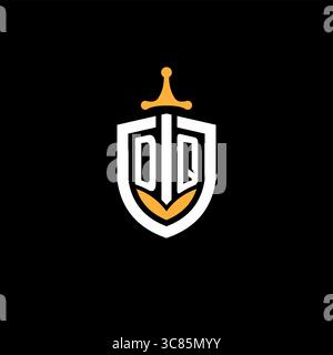 Creative letter DQ logo gaming esport with shield vector graphic Stock Vector