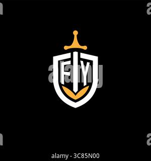 Creative letter FY logo gaming esport with shield vector graphic Stock Vector