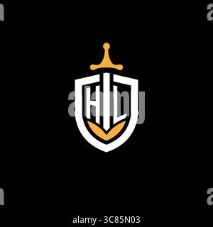 Creative letter HL logo gaming esport with shield vector graphic Stock Vector