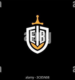 Creative letter EB logo gaming esport with shield vector graphic Stock Vector