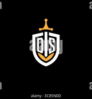 Creative letter DS logo gaming esport with shield vector graphic Stock Vector