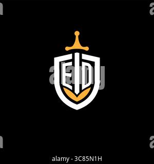 Creative letter ED logo gaming esport with shield vector graphic Stock Vector