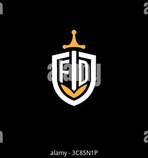 Creative letter FD logo gaming esport with shield vector graphic Stock Vector