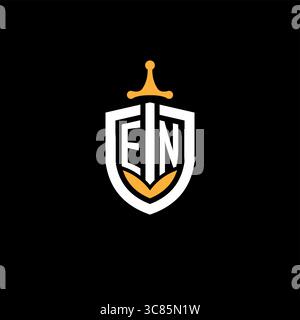 Creative letter EN logo gaming esport with shield vector graphic Stock Vector