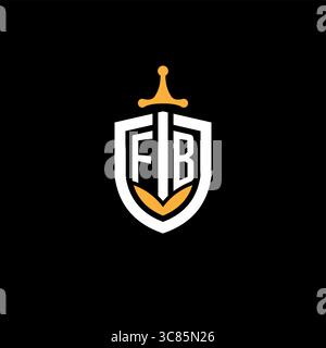 Creative letter FB logo gaming esport with shield vector graphic Stock Vector