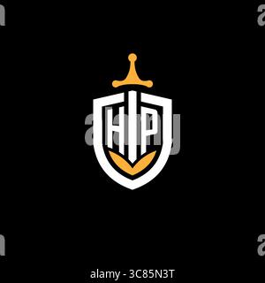 Creative letter HP logo gaming esport with shield vector graphic Stock Vector