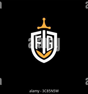 Creative letter FG logo gaming esport with shield vector graphic Stock Vector