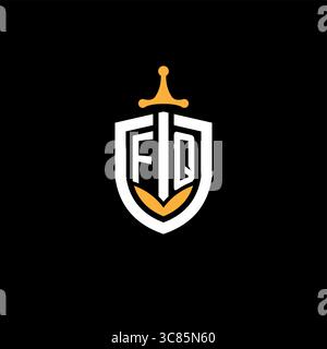 Creative letter FQ logo gaming esport with shield vector graphic Stock Vector