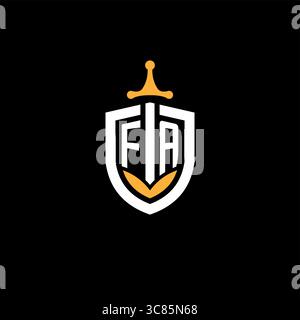 Creative letter FA logo gaming esport with shield vector graphic Stock Vector