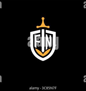 Creative letter FN logo gaming esport with shield vector graphic Stock Vector