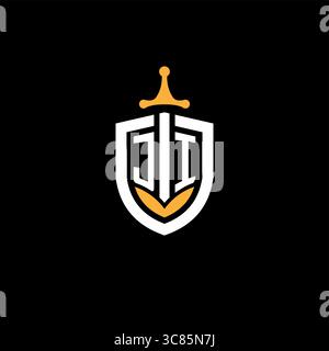 Creative letter JI logo gaming esport with shield vector graphic Stock Vector