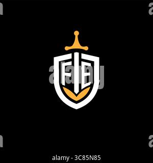 Creative letter FE logo gaming esport with shield vector graphic Stock Vector