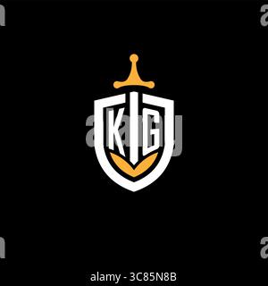 Creative letter KG logo gaming esport with shield vector graphic Stock Vector