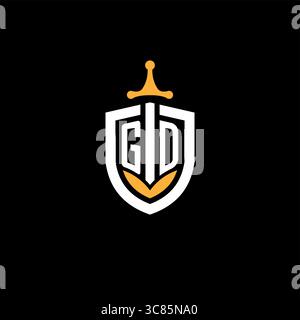 Creative letter GD logo gaming esport with shield vector graphic Stock Vector